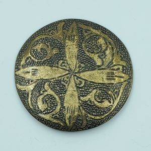 Vtg Brass Belt Buckle Boho Western Round Ranch